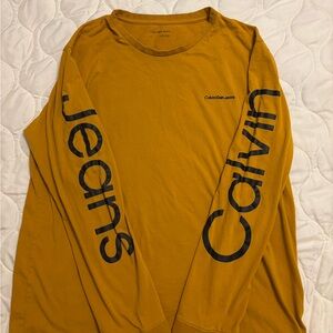 Calvin Klein Men's Yellow Long Sleeve Tee